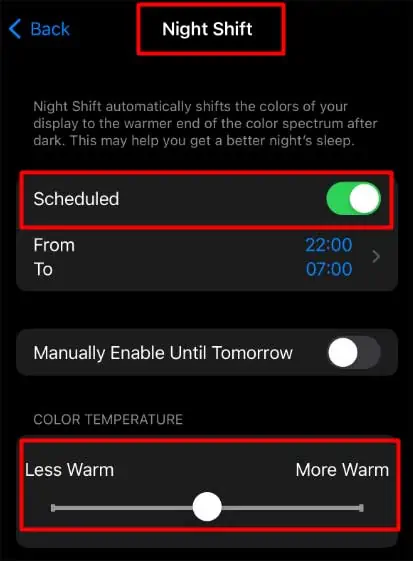 How to Make Brightness Lower than the Default Limit 11 night-shift