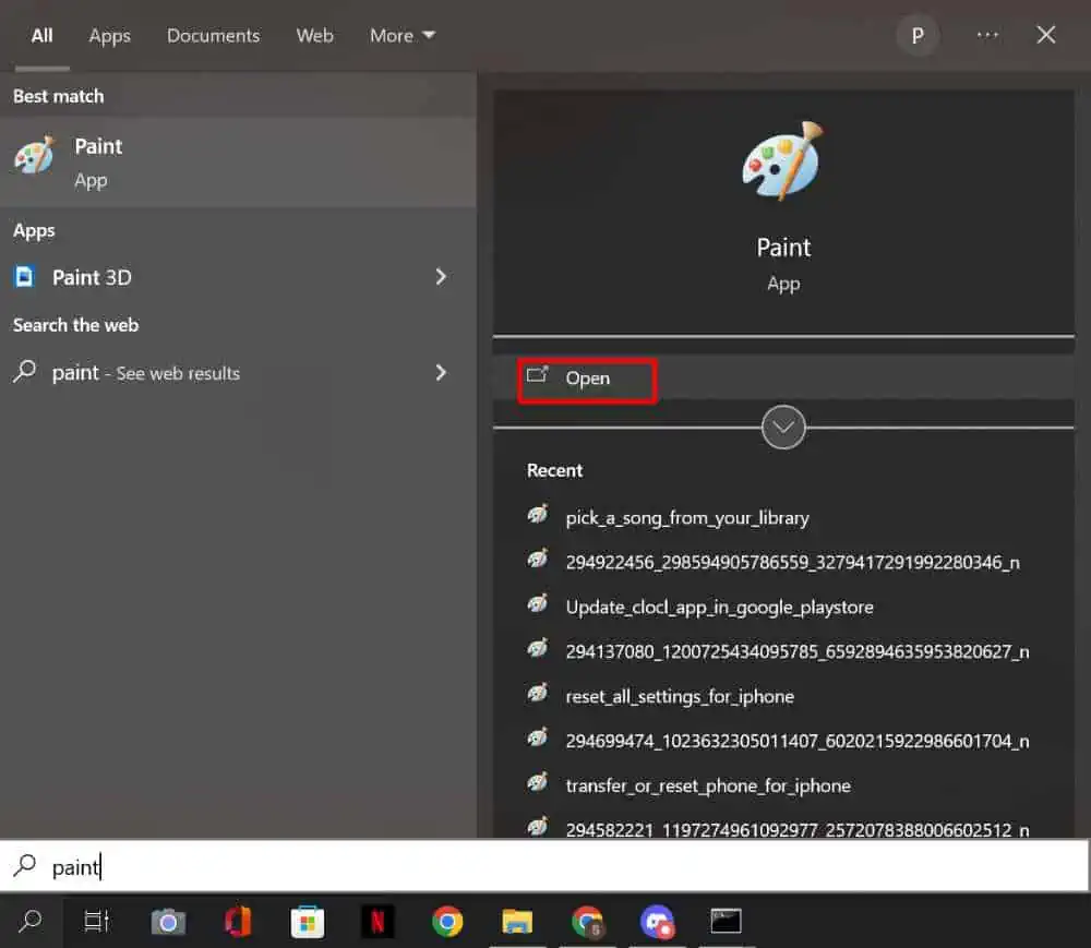 5 Ways to Take Screenshot on Microsoft Surface 11 open_MS_Paint_for_screenshot