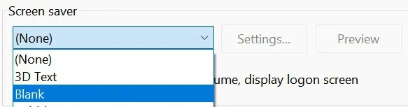 How to Turn off Laptop Monitor But Keep the System Running 13 screen-saver-choose-blank