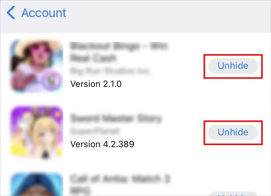unhide