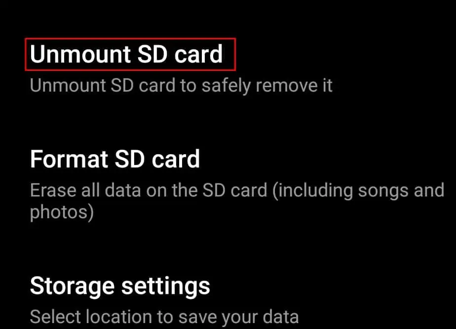 How to Transfer File from Internal Storage to SD Card? 17 unmount-sdcard