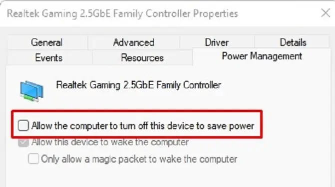 Ethernet Keeps Disconnecting ? Here's How to Fix it 36 untick-allow-computer-to-turn-off-device