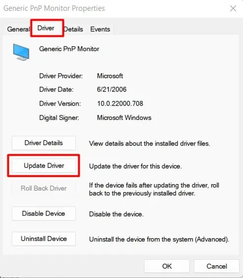 Fix: Laptop Screen Turned Black, But is Still Running 34 update-monitor-driver-1