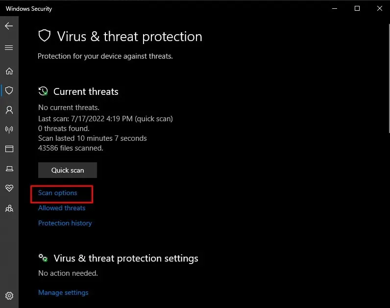 Fix: Microsoft Windows System Protection Background Tasks (SrTasks.exe) High CPU & Disk Usage 26 windows-security-scan-options