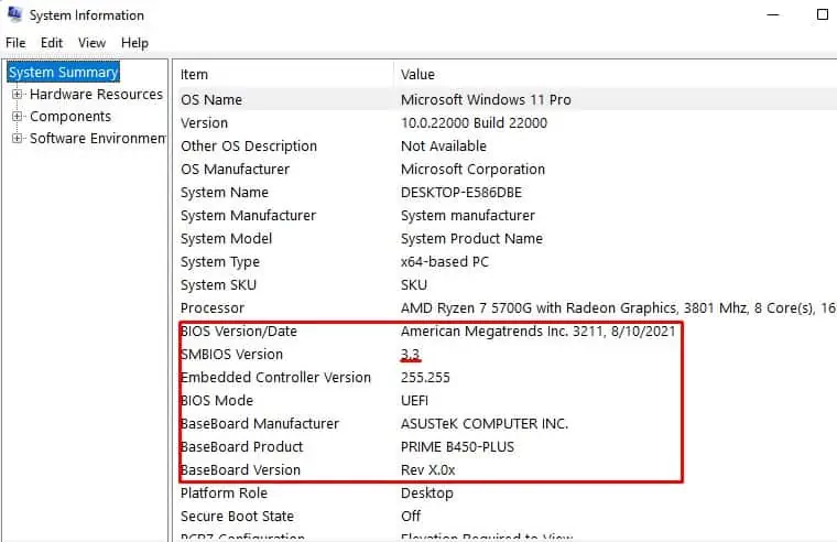 BIOS-version-and-motherboard-type