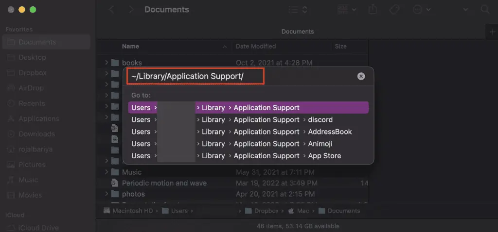 How to Reset Discord Settings (Step-By-Step Guide) 32 Finder-go-to-application-support-1024x478