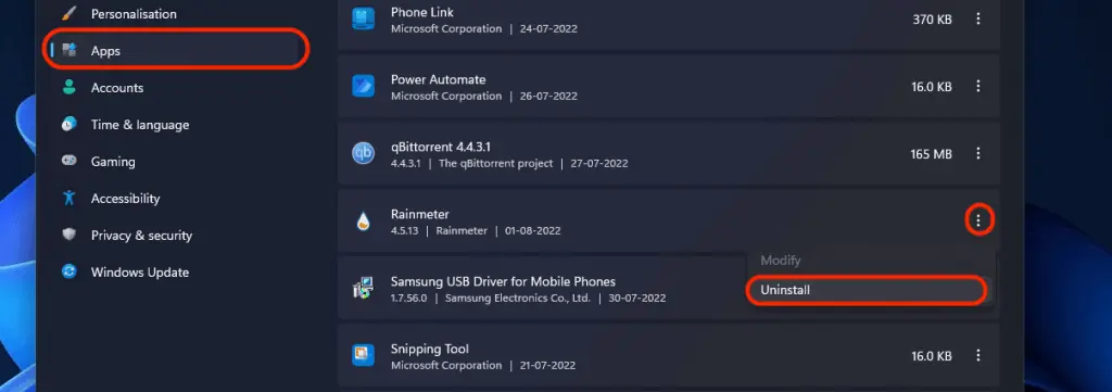 Rainmeter Weather Not Working? Here's How to Fix it 7 Rainmeter-Uninstall-1024x361