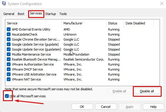 Windows Backup Not Working? Try These Fixes 9 Services-disable