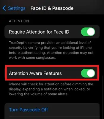 Why is My iPhone Ring Volume Too Low? 8 Ways to Fix It 12 Toggle-off-the-Attention-Aware-Features