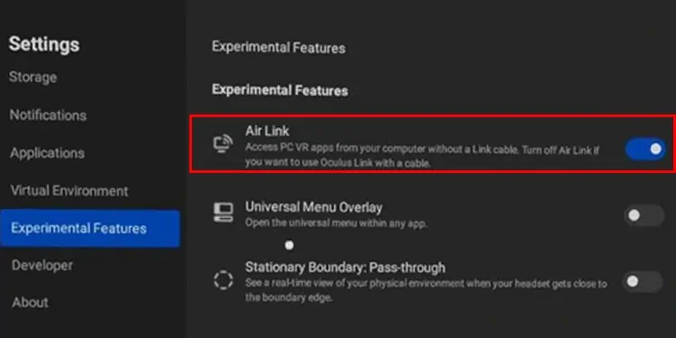 Oculus Air Link Not Working? Here’s How to Fix It? 11 enabled-airlink