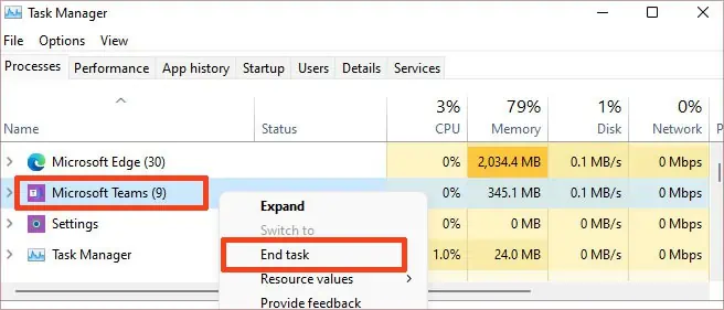 Teams Camera Not Working? Try These Fixes 20 end-task-microsoft-teams