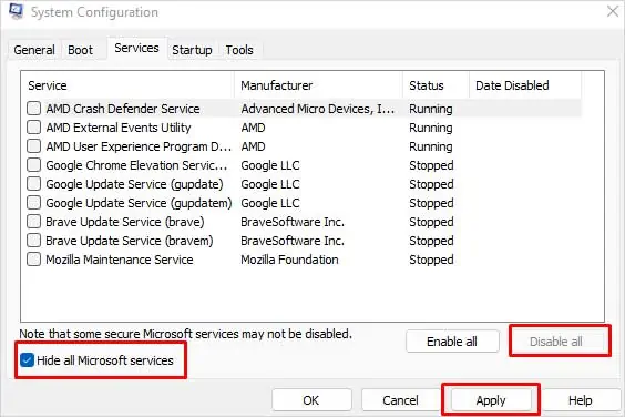14 Ways to Fix 0x00000050 BSOD Error in Windows 49 hide-all-microsoft-services-1