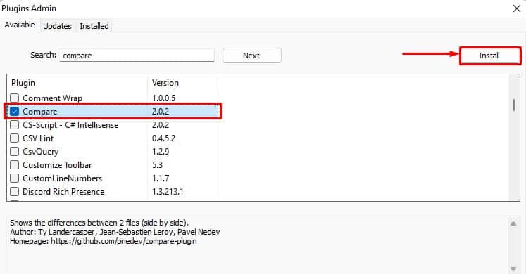 6 Ways How to Compare Files on Your PC 18 install-compare-plugin-notepad