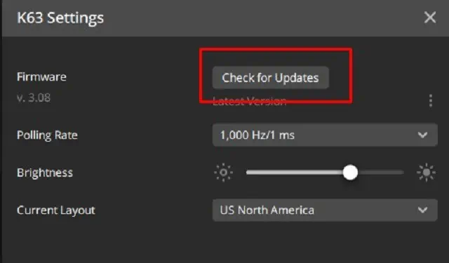 Corsair Keyboard Not Working? Here's How to Solve It 51 k63-settings-check-for-updates