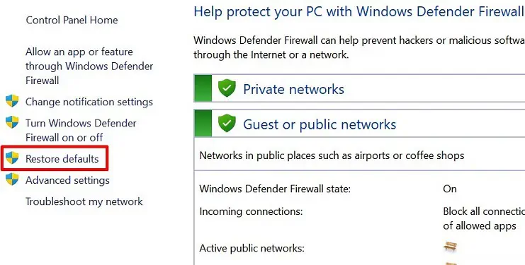 How to Reset Windows Security or Windows Defender - 4 Proven Ways 6 restore-defaults-in-windows-defender-firewall-settings