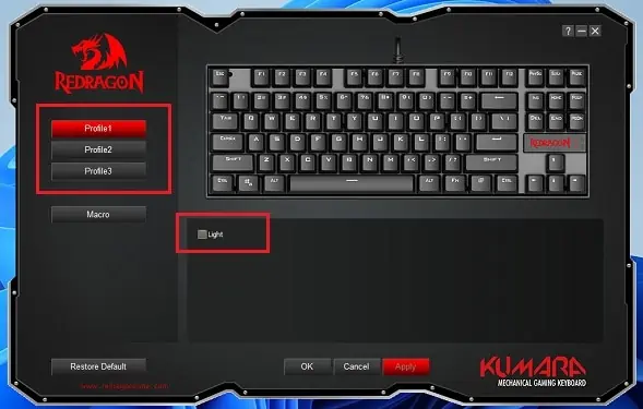 select-profile-and-turn-off-light-on-redragon-software