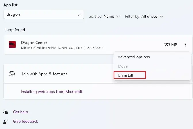 uninstall-dragon-center