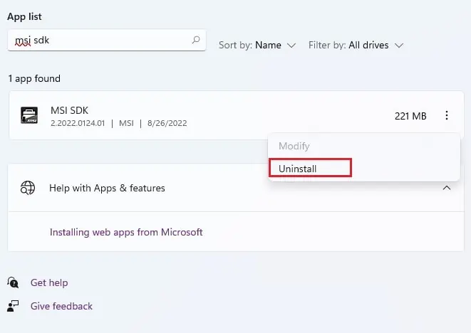 uninstall-msi-sdk
