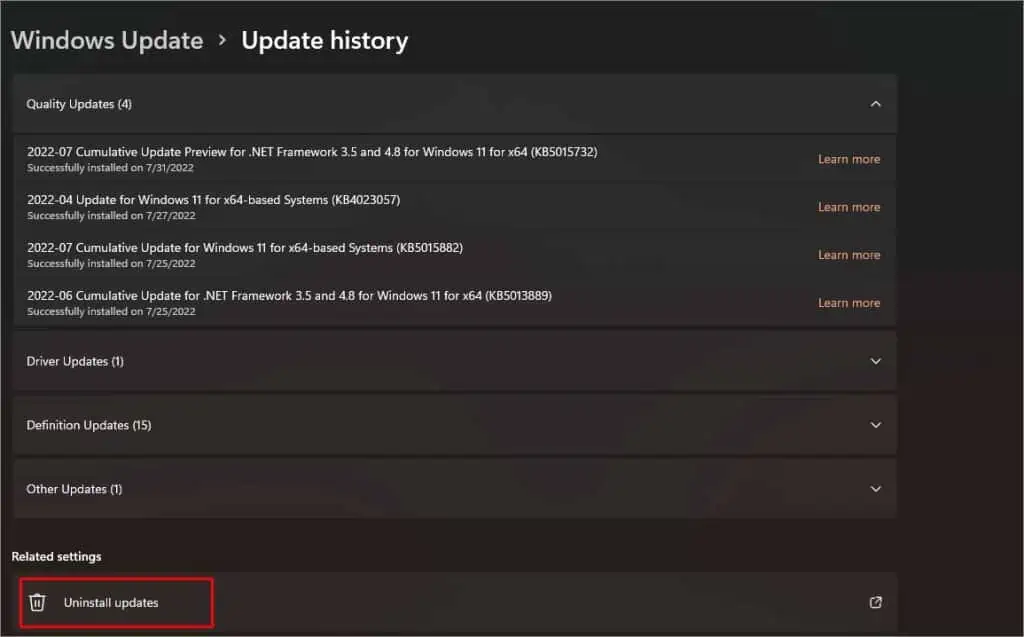 Bluetooth Not Showing in Device Manager? Here's How to Fix it 13 uninstall-windows-updates-1-1024x637