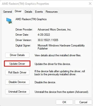 14 Ways to Fix 0x00000050 BSOD Error in Windows 41 update-driver-in-properties