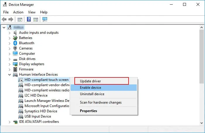update-hid-compliant-touch-screen-driver