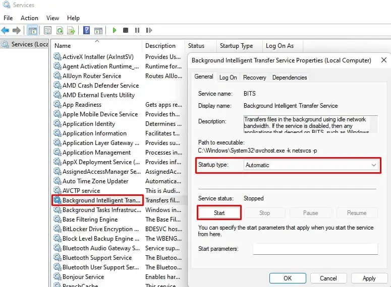 Service Registration is Missing or Corrupt - How to Fix it? 15 BITS-start