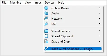 How to Create Shared Folder on Virtualbox 3 Insert-Guest-Additions-CD