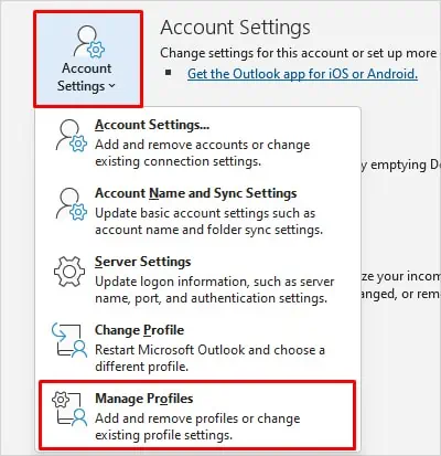 Manage-profiles-Outlook-slow-to-load