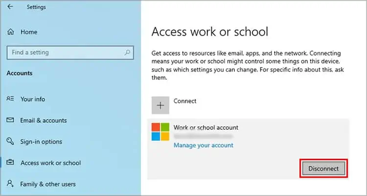 7 Ways to Fix “Some Settings Are Managed by your Organization” Error 19 Remove-Access-or-work-account
