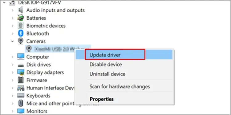 Teams Camera Not Working? Try These Fixes 19 UpdateCameraDriver