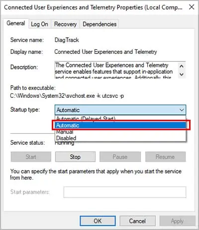 7 Ways to Fix “Some Settings Are Managed by your Organization” Error 24 WIndows-Connected-User-Experience-And-Telemetry-Set-Startup-Type-Automatic