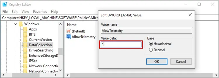 7 Ways to Fix “Some Settings Are Managed by your Organization” Error 21 Windows-Registry-Local_Machine-DataCollection-Path-Change-Value