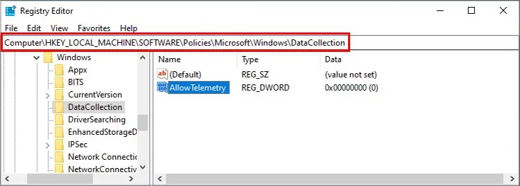 7 Ways to Fix “Some Settings Are Managed by your Organization” Error 20 Windows-Registry-Local_Machine-DataCollection-Path