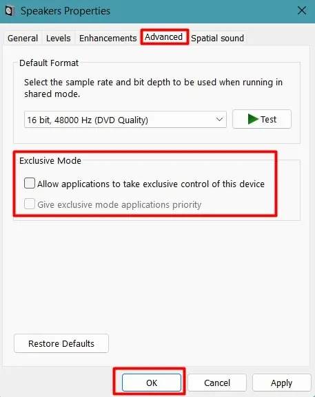 Speakers Making Static Noise? Here are 7 Ways to Fix it 19 allow-applications-to-take-control