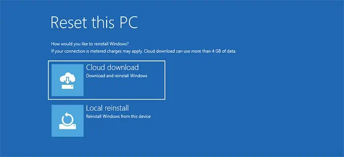 How to Fix Reset PC Stuck at 1%, 26%, 36%, 76%, 99% 14 cloud-download-local-reinstall