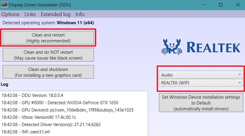 ddu-audio-uninstall