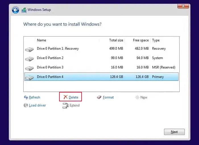 How to Fix Reset PC Stuck at 1%, 26%, 36%, 76%, 99% 20 delete-partition