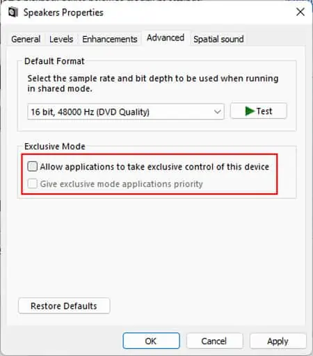 USB Headset Not Working? Try These Fixes 22 disable-exclusive-control