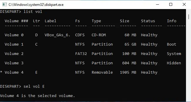 How to Format Hard Drive from Command Prompt 17 diskpart-list-vol-sel-vol