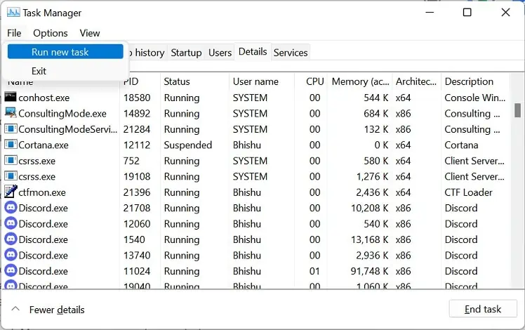 11 Ways to Fix Black Screen on HP Laptop 38 file-run-new-task