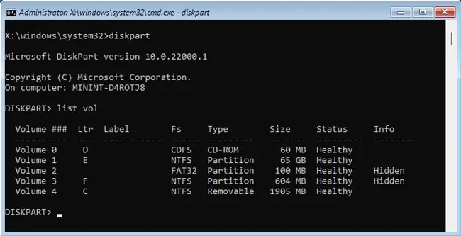 How to Format Hard Drive from Command Prompt 22 list-vol-winre