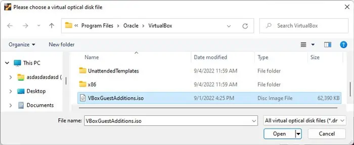 How to Create Shared Folder on Virtualbox 6 mount-iso-file