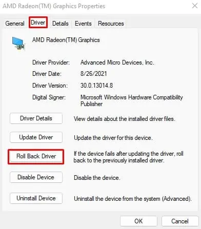 8 Ways to Fix Attempted_Write_to_Readonly_Memory BSOD Error 39 roll-back-driver