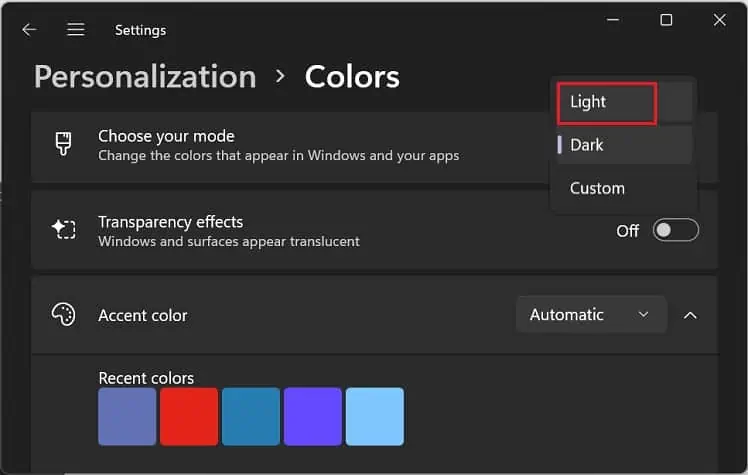 select-light-mode