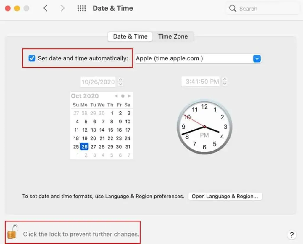 6 Ways to Fix “An Error Occurred While Preparing the Installation” on Mac 15 set-date-auto-1024x823