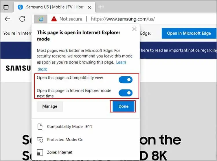 tooggle-on-open-this-page-in-compatibility-and-IE-mode-next-time-and-press-done