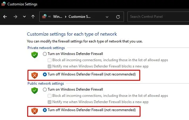 How to Fix “Failed to Open a Session For The Virtual Machine” Error? 29 turn-off-firewall-1