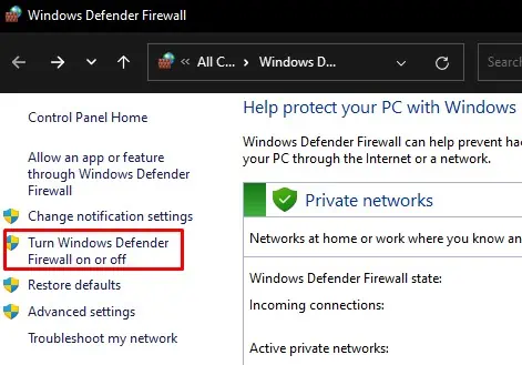 How to Fix “Failed to Open a Session For The Virtual Machine” Error? 28 turn-windows-defender-firewall
