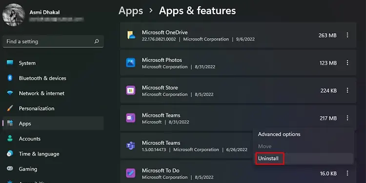 uninstallteamsapp