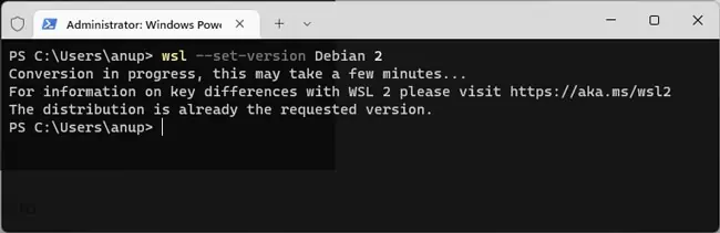 How to Install Linux Terminal on Windows 12 wsl-set-version-distribution-version